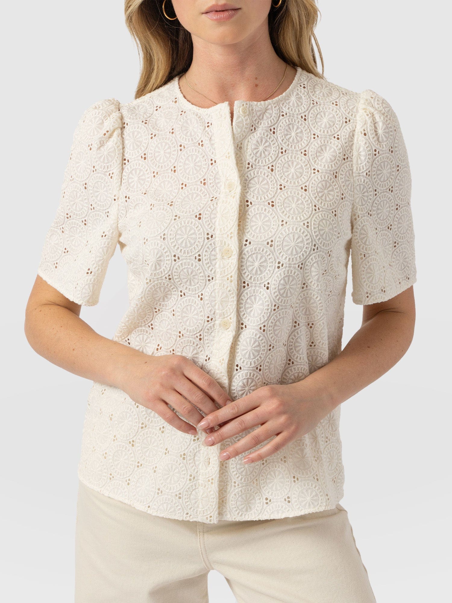Tabitha Short Sleeve Blouse - Cream